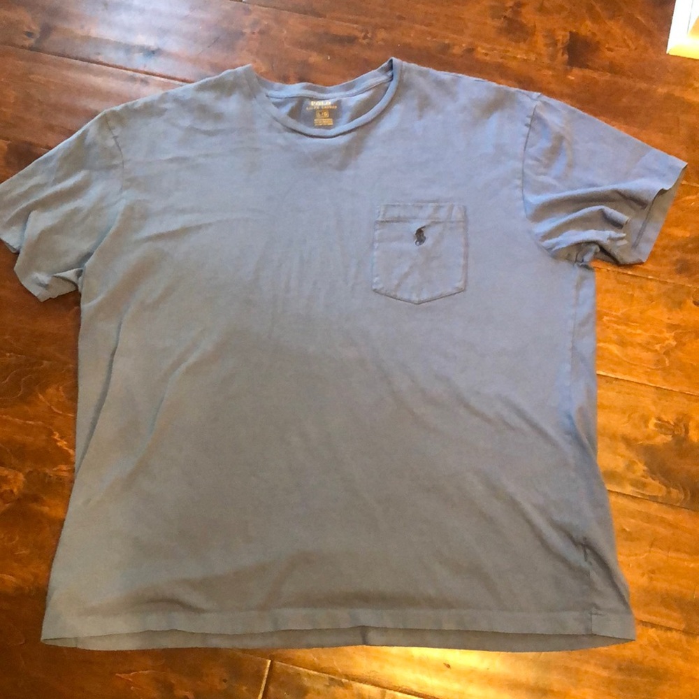 Men’s Polo pocket T shirt. Denim blue color